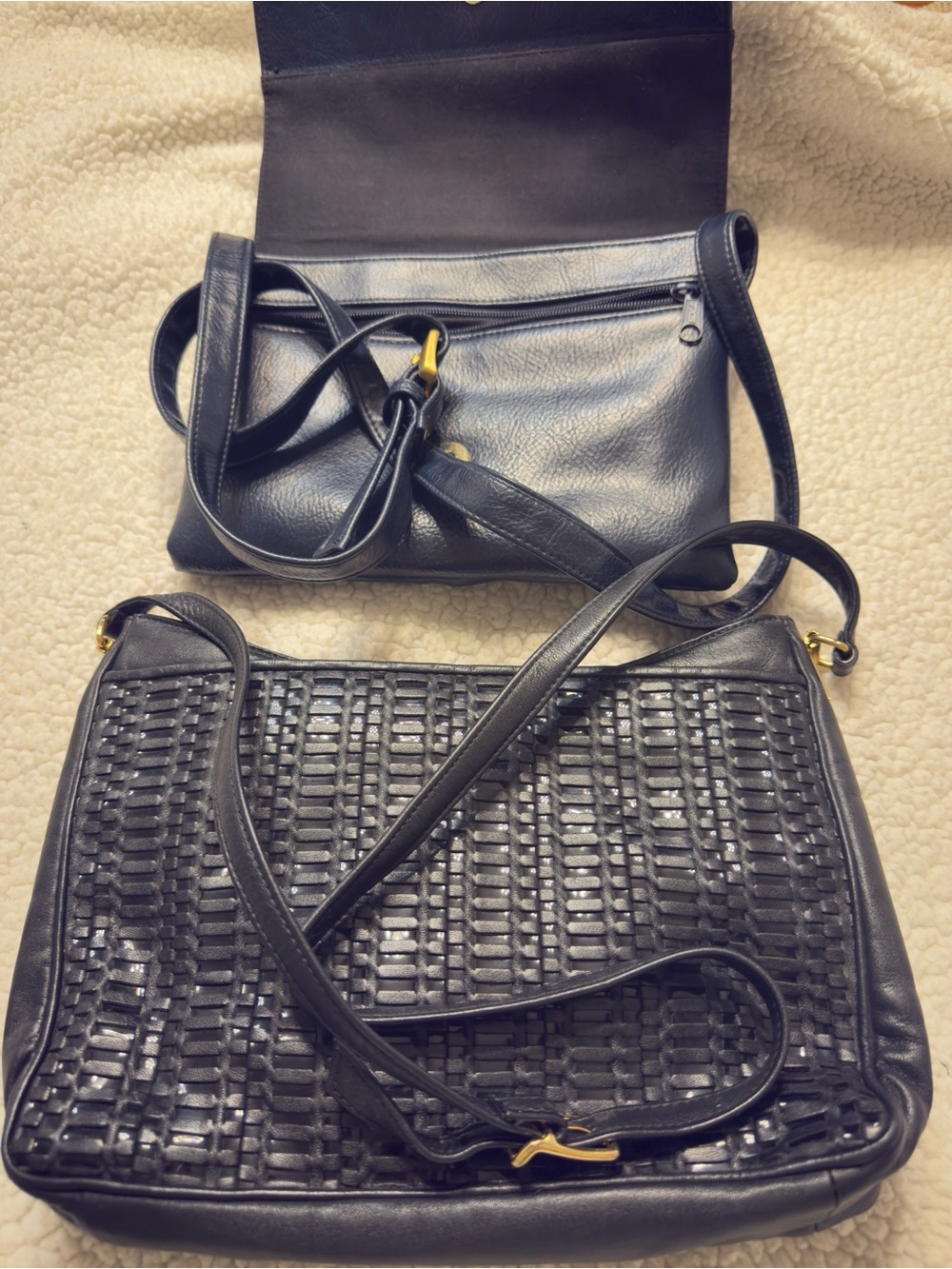 Classic Rossetti Black Woven Leather Crossbody Bag